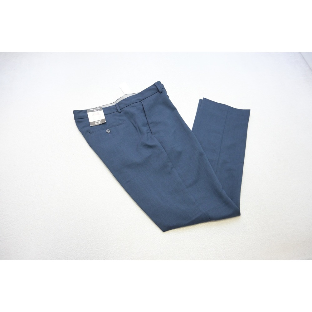 Van Heusen Dress Pants Mens 36x32 Navy Slim Melange Flat Front NWT